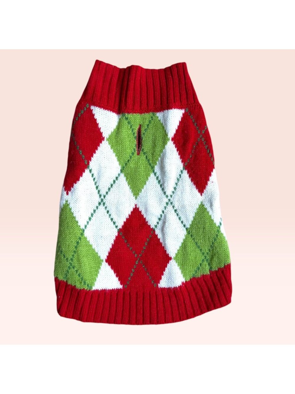Pet Dog Sweater Red Green White Argyle Christmas Size XS
